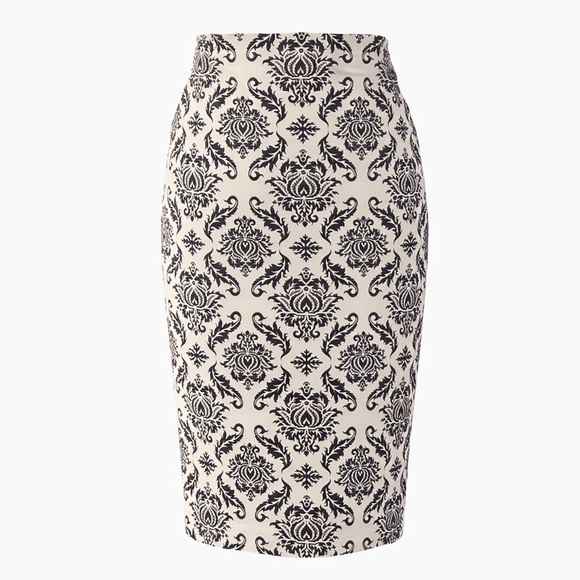 Dresses & Skirts - Black White Damask Pencil Skirt Stretch Classic Elegant Size S